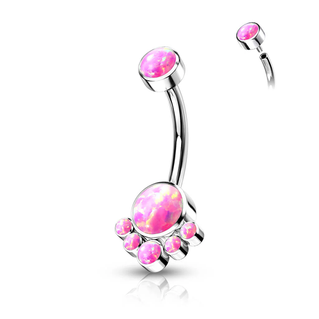 Titanium Belly Button Piercing Opal Silver Internally Threaded - Image 6