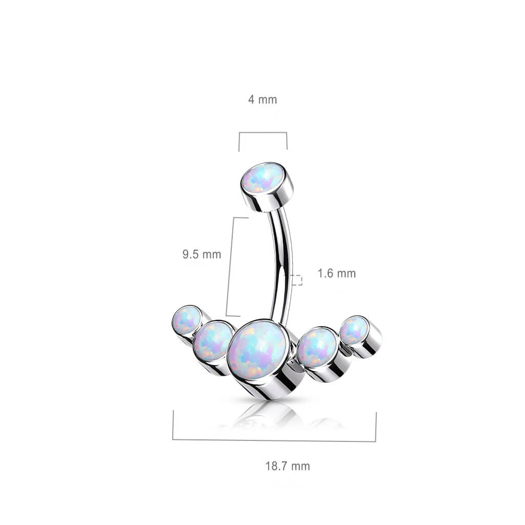 Titanium Belly Button Piercing 5 Opal Silver Internally Threaded - Image 2