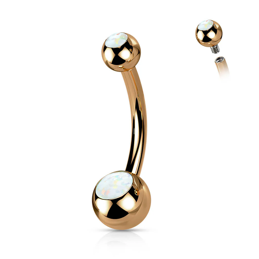 Titanium Belly Button Piercing Ball Opal Internally Threaded - Image 10
