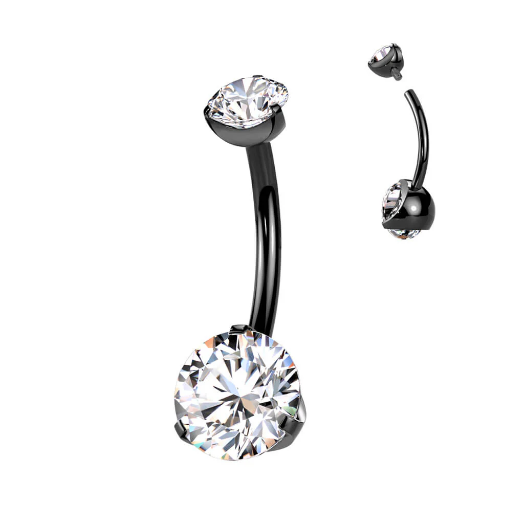 Titanium Belly Button Piercing Zirconia Internally Threaded - Image 10