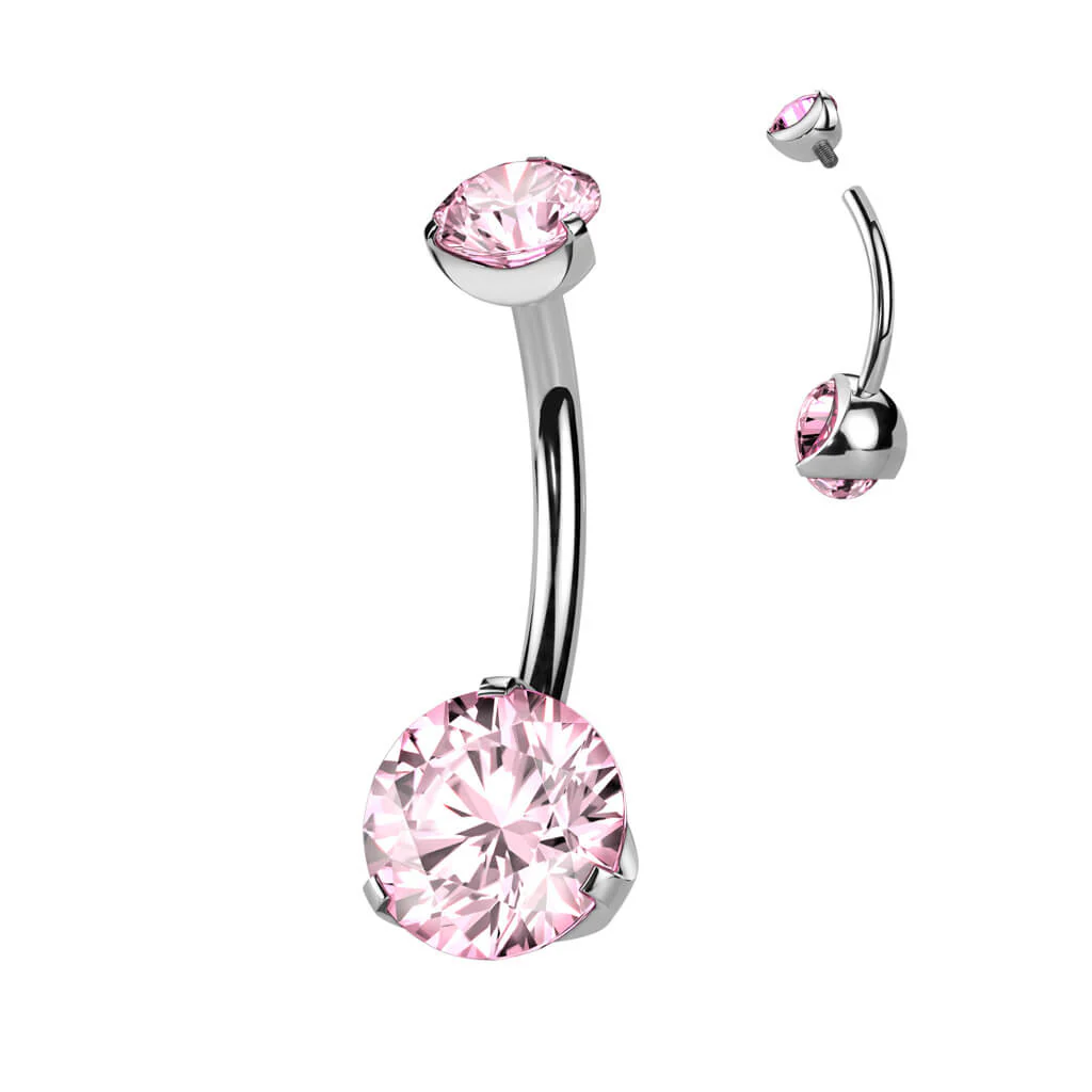 Titanium Belly Button Piercing Zirconia Internally Threaded - Image 11