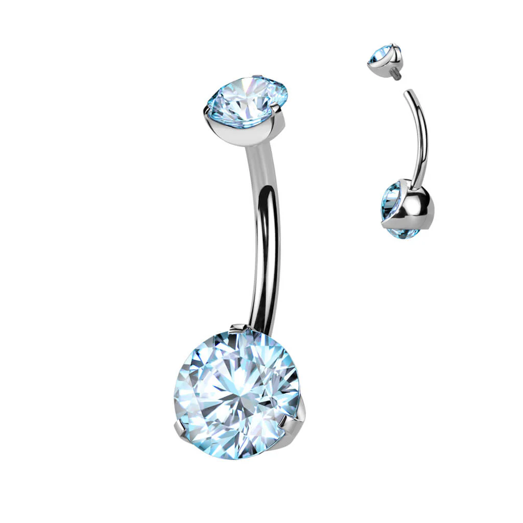Titanium Belly Button Piercing Zirconia Internally Threaded - Image 12