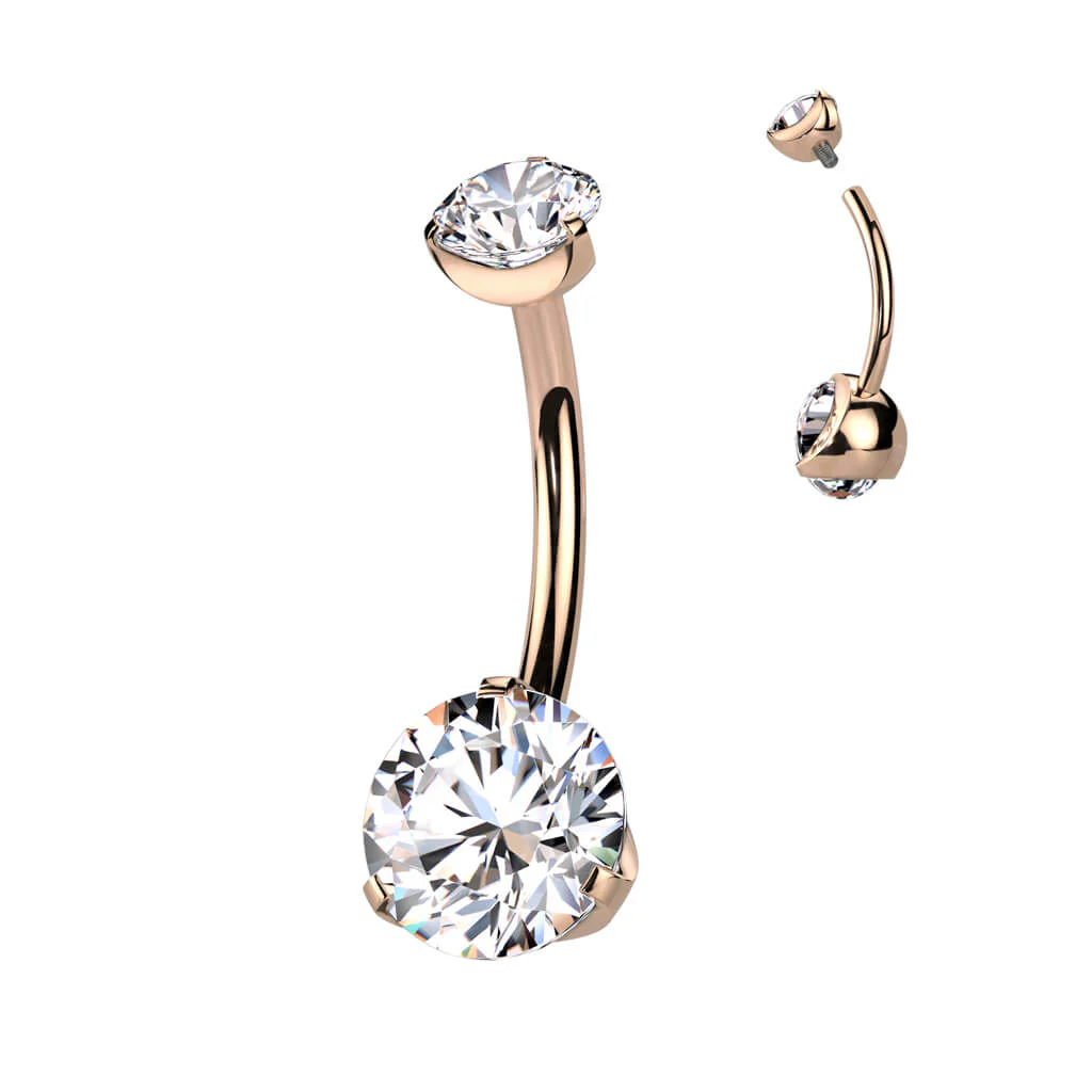 Titanium Belly Button Piercing Zirconia Internally Threaded - Image 14