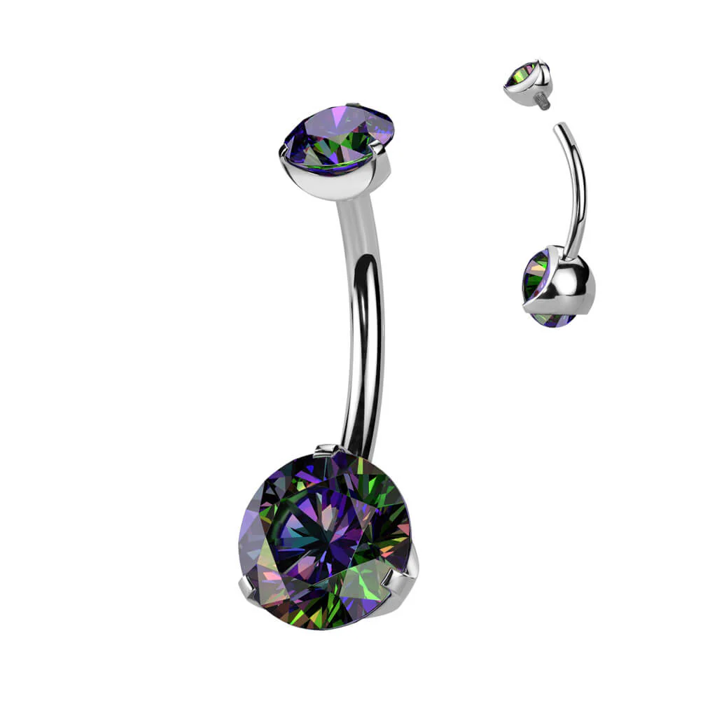 Titanium Belly Button Piercing Zirconia Internally Threaded - Image 16