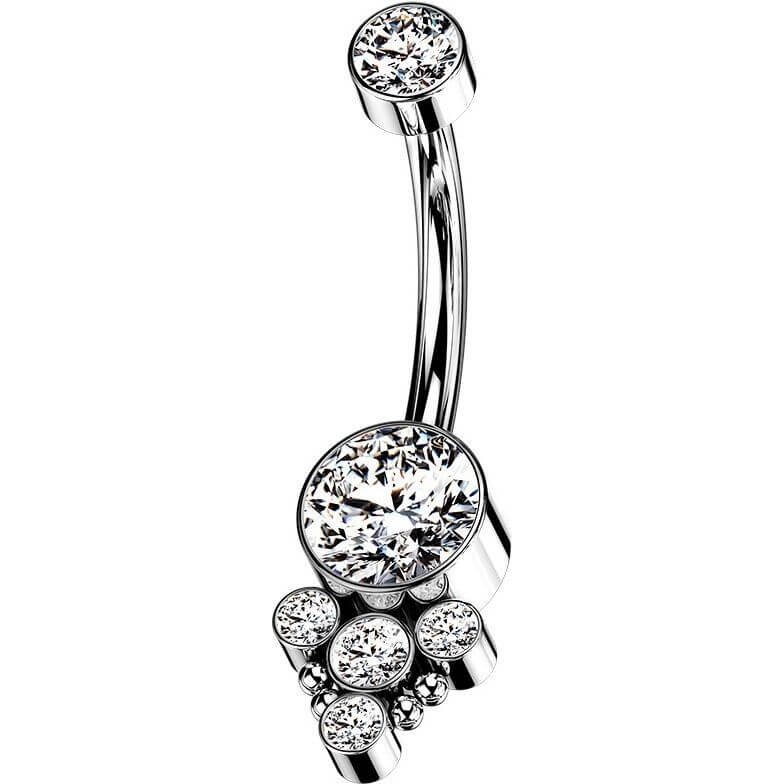 Titanium Belly Button Piercing Zirconia Opal Silver Internally Threaded