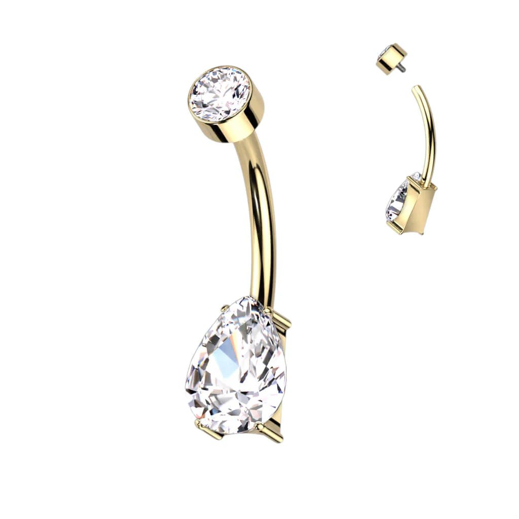 Titanium Belly Button Piercing Drop Zirconia Internally Threaded - Image 5