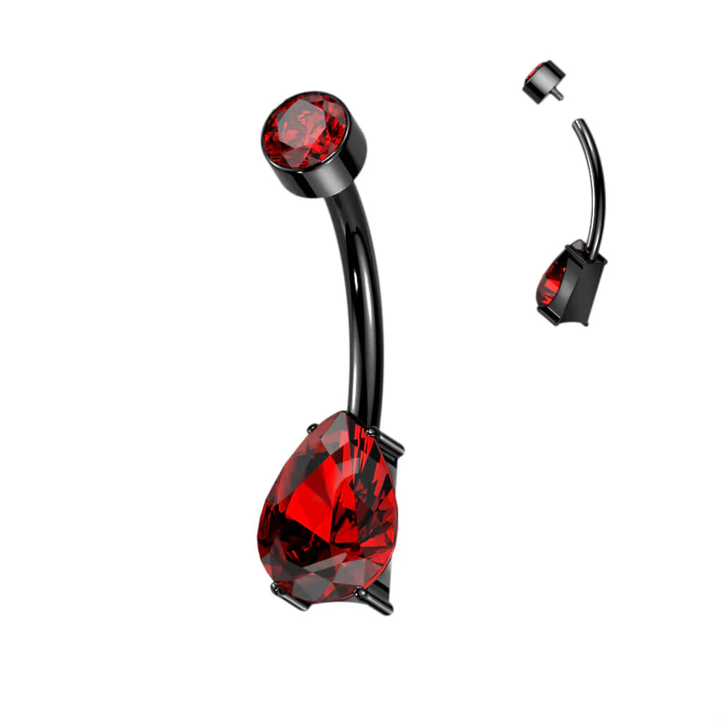Titanium Belly Button Piercing Drop Zirconia Internally Threaded - Image 6