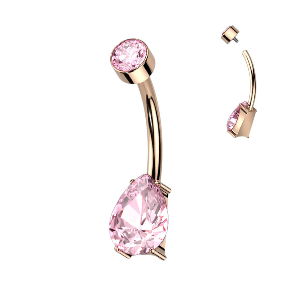 Titanium Belly Button Piercing Drop Zirconia Internally Threaded - Image 7