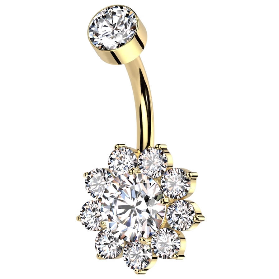 Titanium Belly Button Piercing flower zirconia Internally Threaded - Image 6