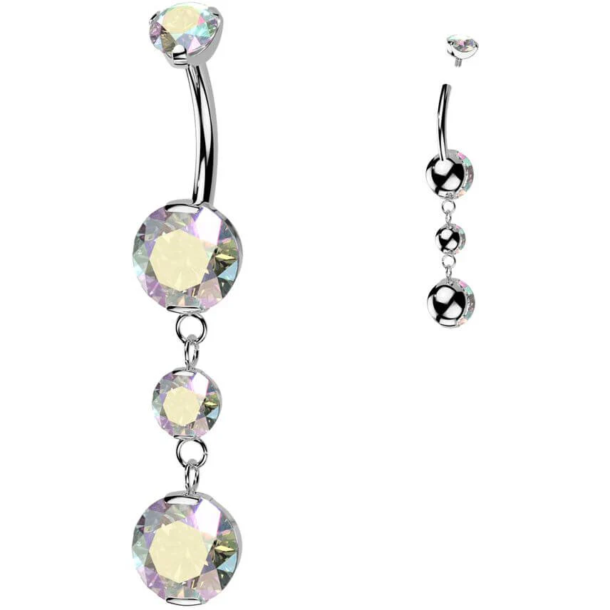 Titanium Belly Button Piercing dangle zirconias Internally Threaded - Image 5
