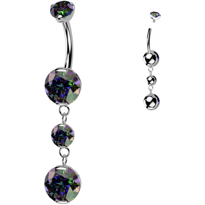 Titanium Belly Button Piercing dangle zirconias Internally Threaded - Image 6