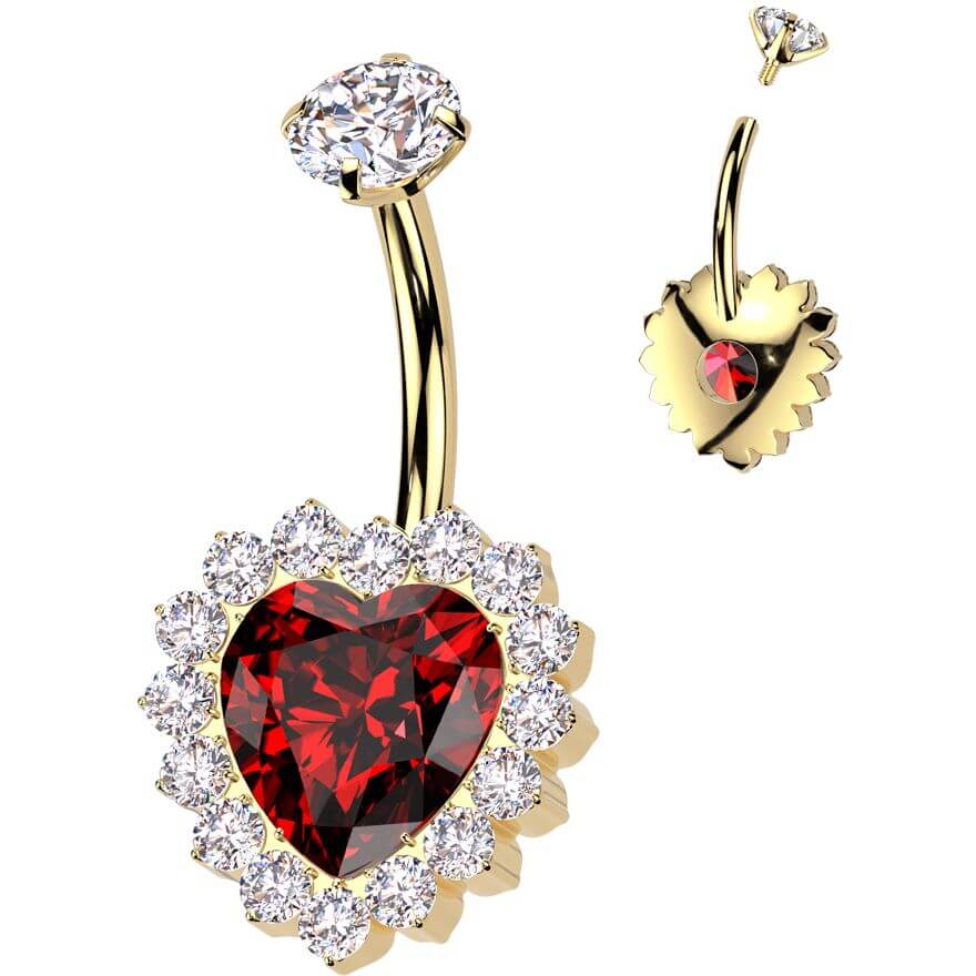 Titanium Belly Button Piercing heart zirconia Internally Threaded - Image 4