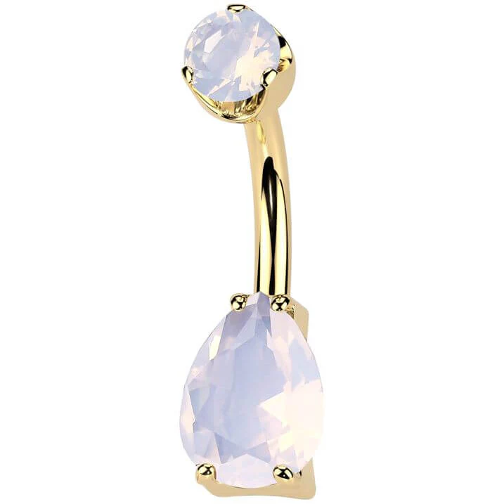 Titanium Belly Button Piercing teardrop natural gem stone Internally Threaded