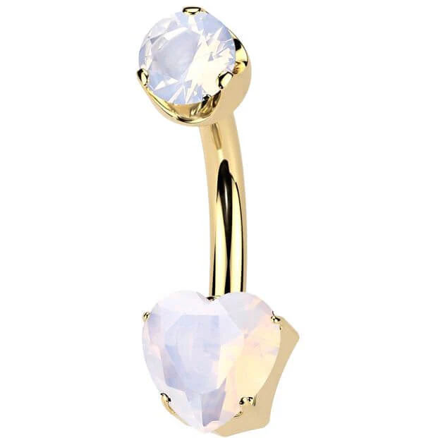 Titanium Belly Button Piercing heart natural gem stone Internally Threaded