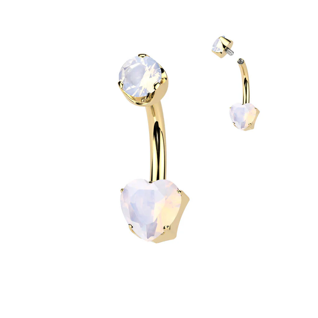 Titanium Belly Button Piercing heart natural gem stone Internally Threaded - Image 11