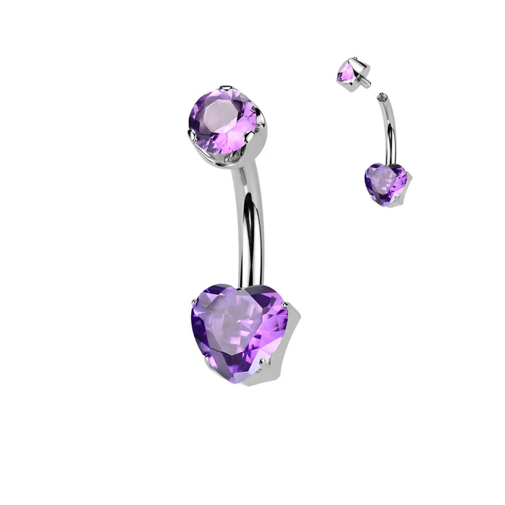 Titanium Belly Button Piercing heart natural gem stone Internally Threaded - Image 12