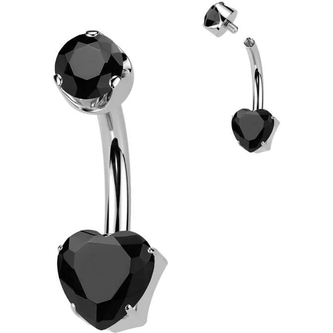 Titanium Belly Button Piercing heart natural gem stone Internally Threaded - Image 6