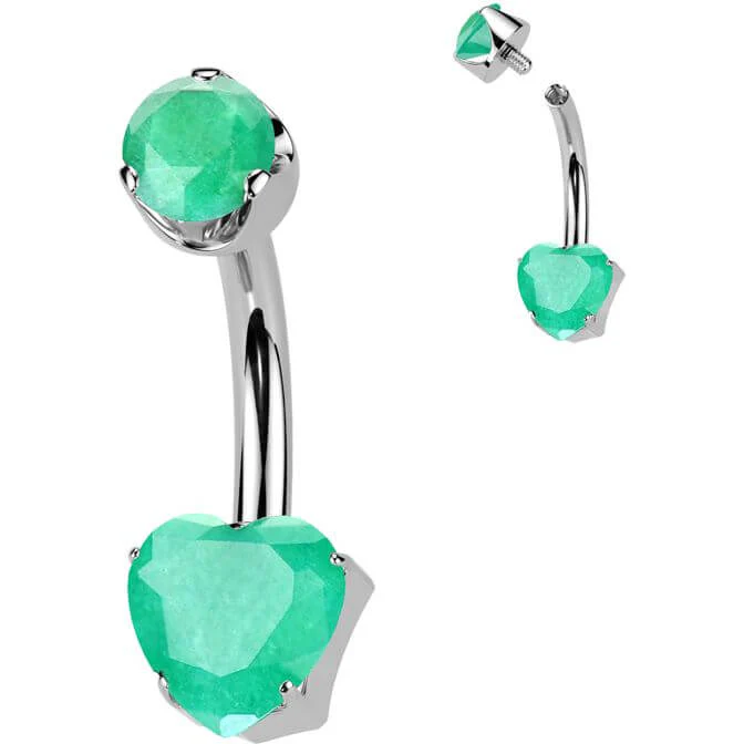 Titanium Belly Button Piercing heart natural gem stone Internally Threaded - Image 7