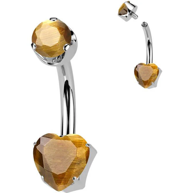 Titanium Belly Button Piercing heart natural gem stone Internally Threaded - Image 9