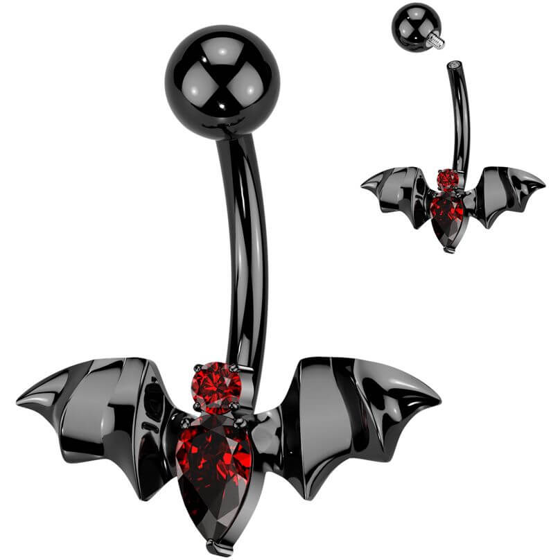 Titanium Belly Button Piercing bat zirconia Internally Threaded - Image 3