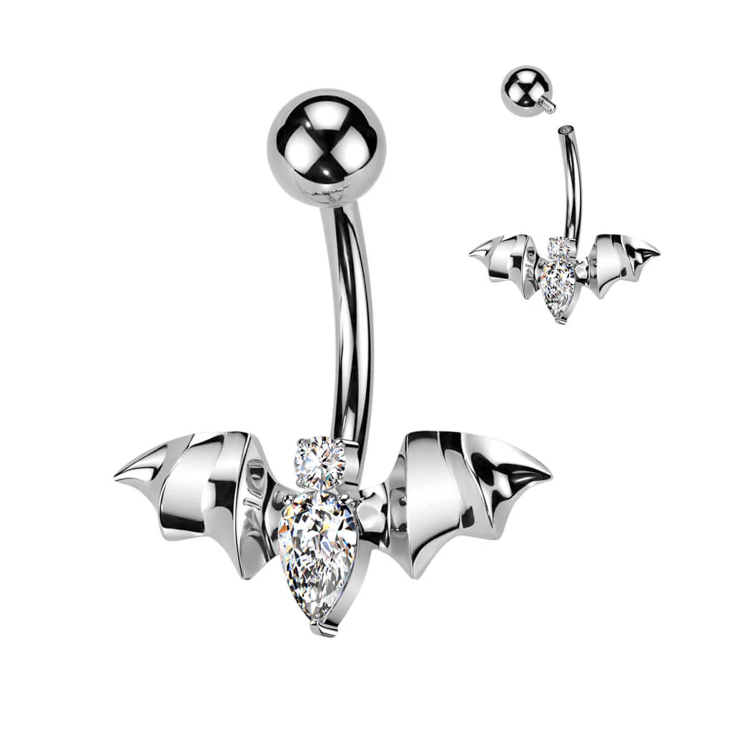 Titanium Belly Button Piercing bat zirconia Internally Threaded - Image 4