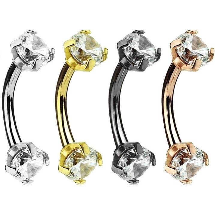 Eyebrow Piercing Zirconia Internally Threaded, 4  pieces