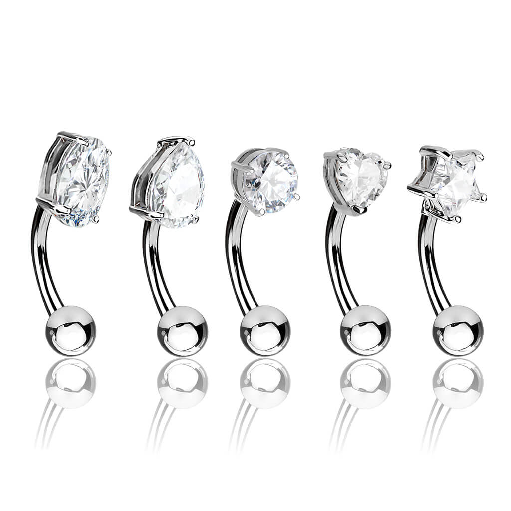 Eyebrow Piercing Silver Zirconia, 5  pieces - Image 2
