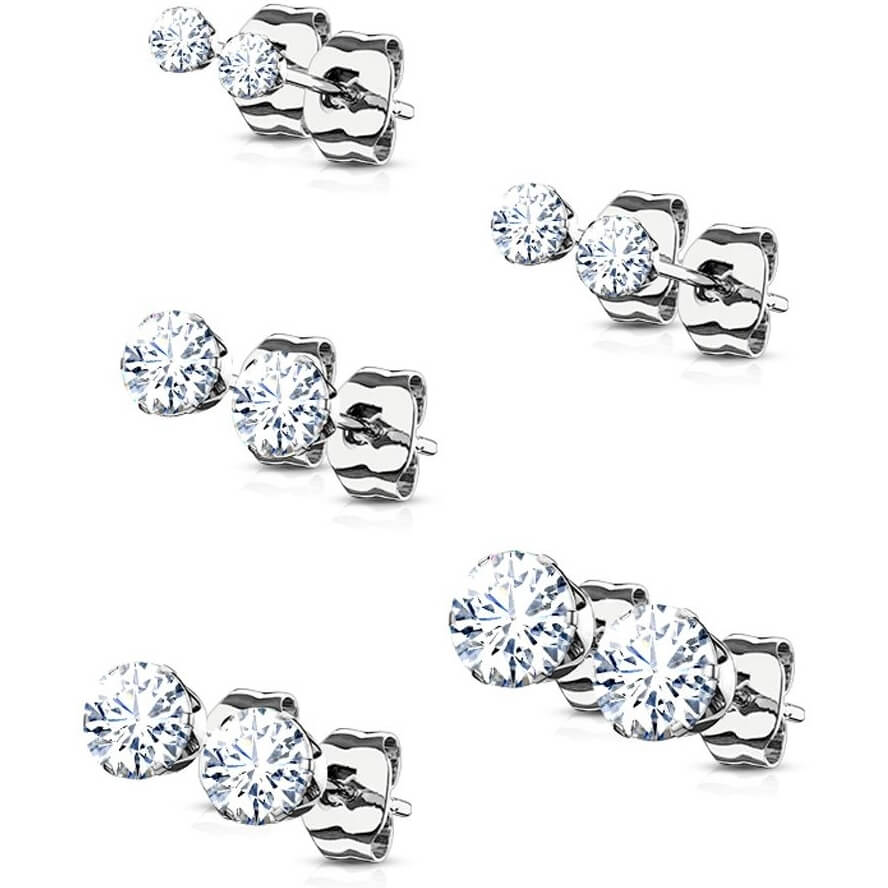 Zirconia Silver 5 pair, 5 s pairs