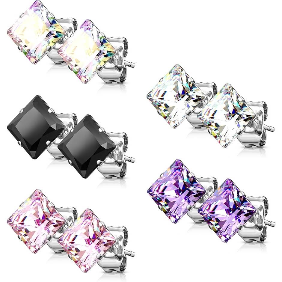 Square Zirconia 5 pair, 5 s pairs - Image 2