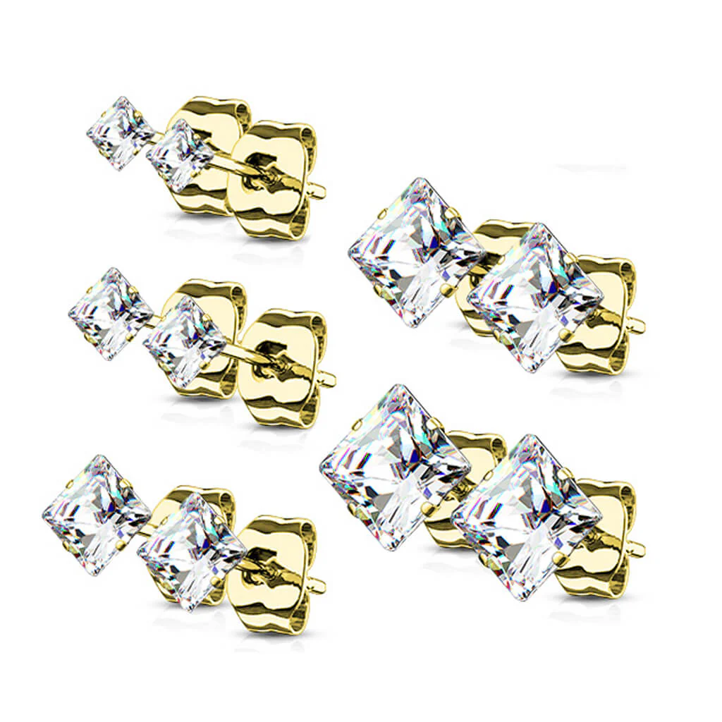 Square Zirconia 5 pairs, 5 s pairs - Image 2