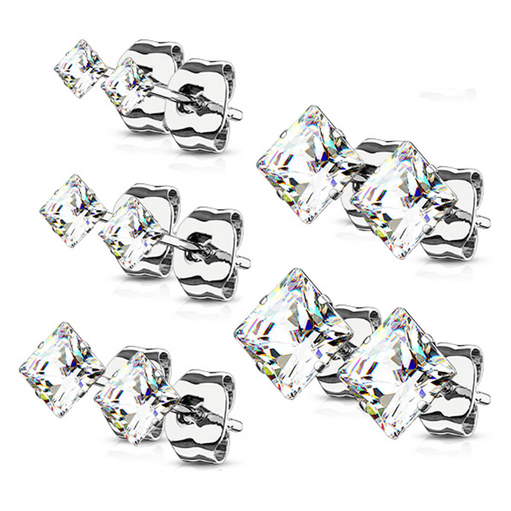 Square Zirconia 5 pairs, 5 s pairs - Image 6