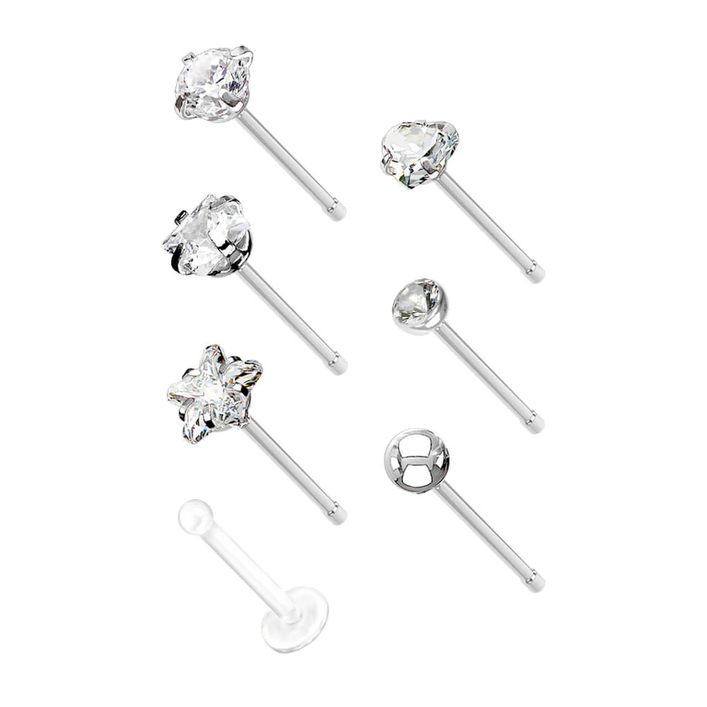 Nose Stud Set Zirconia, 7 pieces - Image 2