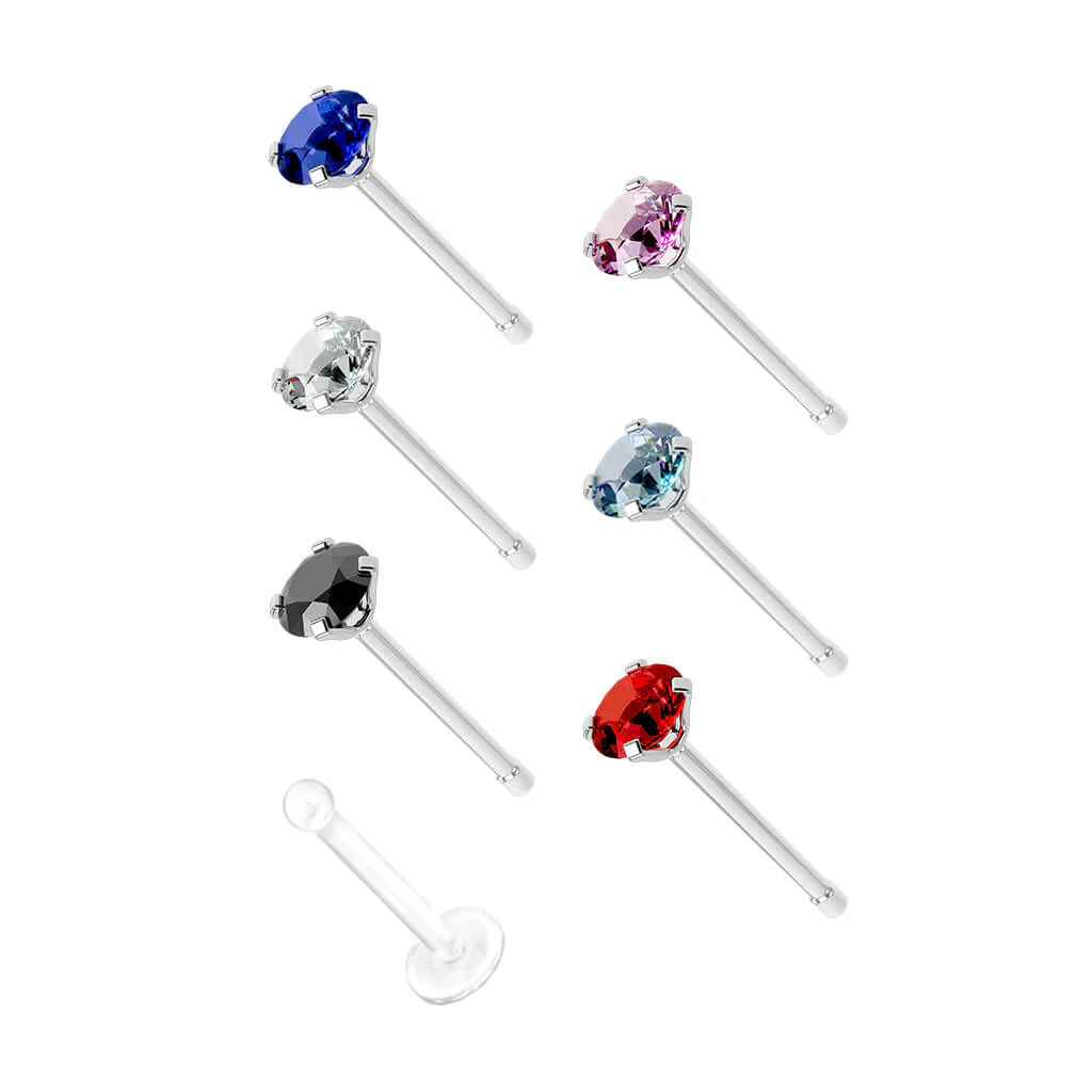 Nose Stud Set Zirconia, 7  pieces - Image 2