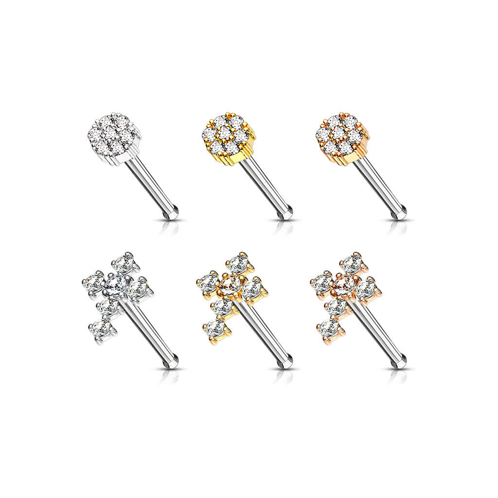 Nose Stud Flower Cross Zirconia, 6 pieces - Image 2