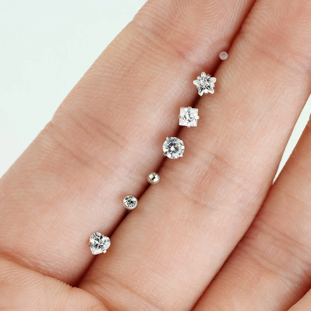 Nose L-Shape Set Zirconia Silver, 7  pieces - Image 3