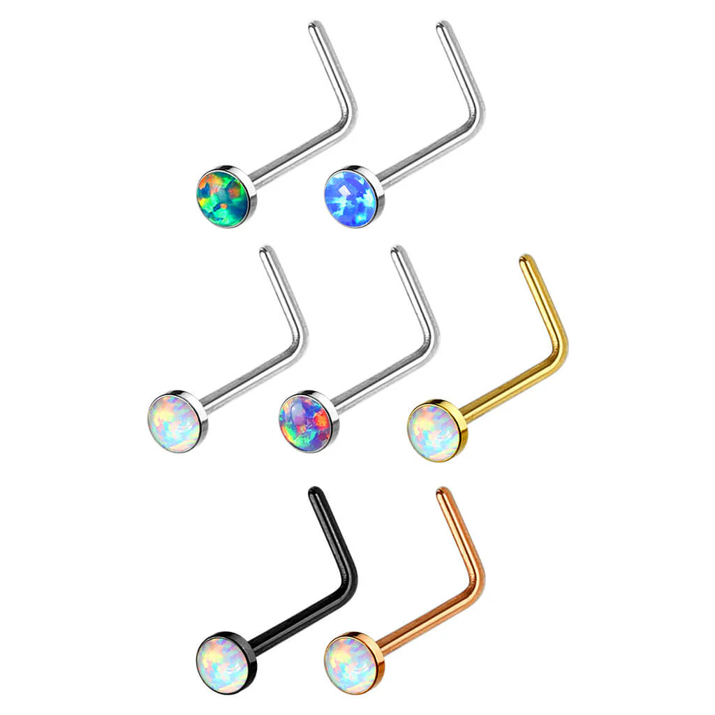 Nose L-Shape Opal Round, 7  pieces - Image 2