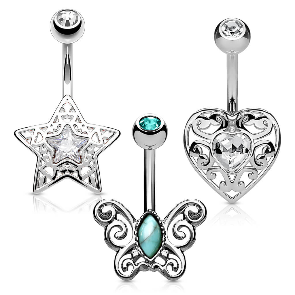 Belly Button Piercing Set Zirconia, 3  pieces - Image 2