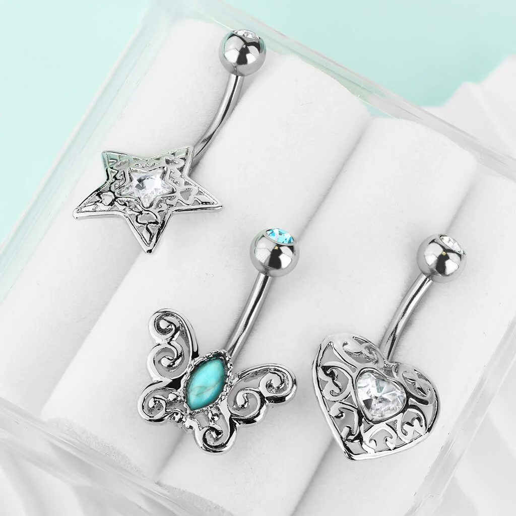 Belly Button Piercing Set Zirconia, 3  pieces - Image 3