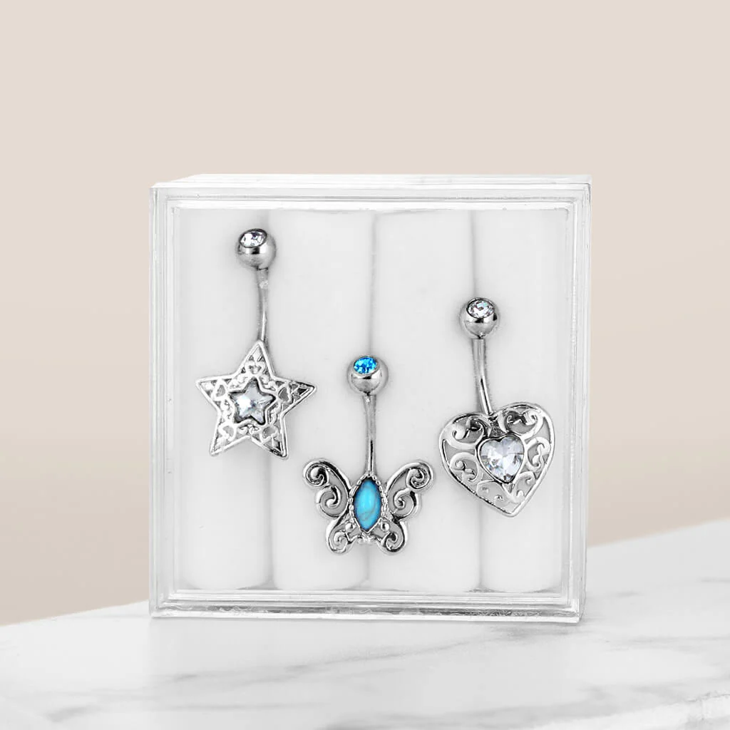 Belly Button Piercing Set Zirconia, 3  pieces - Image 4
