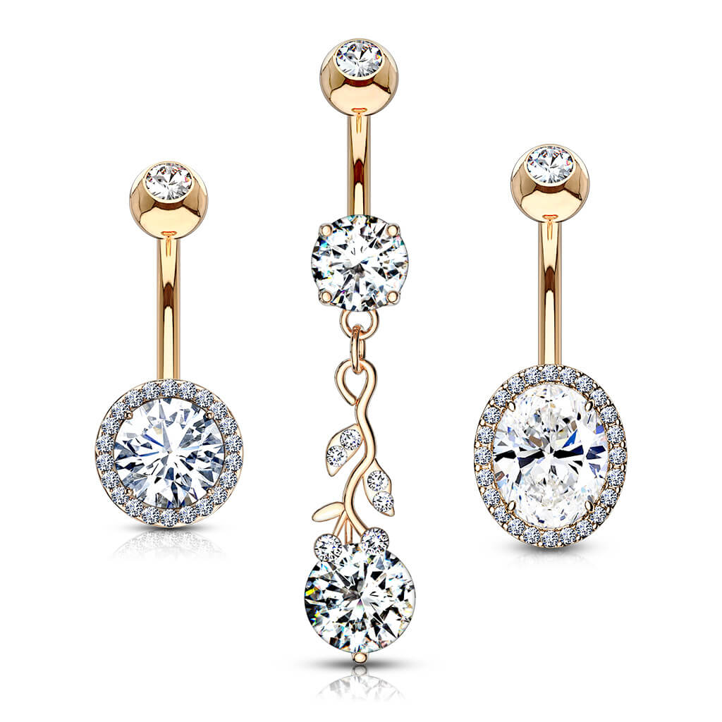 Belly Button Piercing Round Zirconia, 3  pieces - Image 3