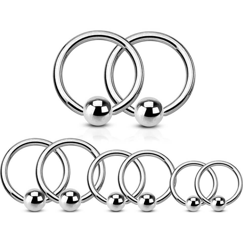 Ring Silver Captive Bead, 4 s pairs