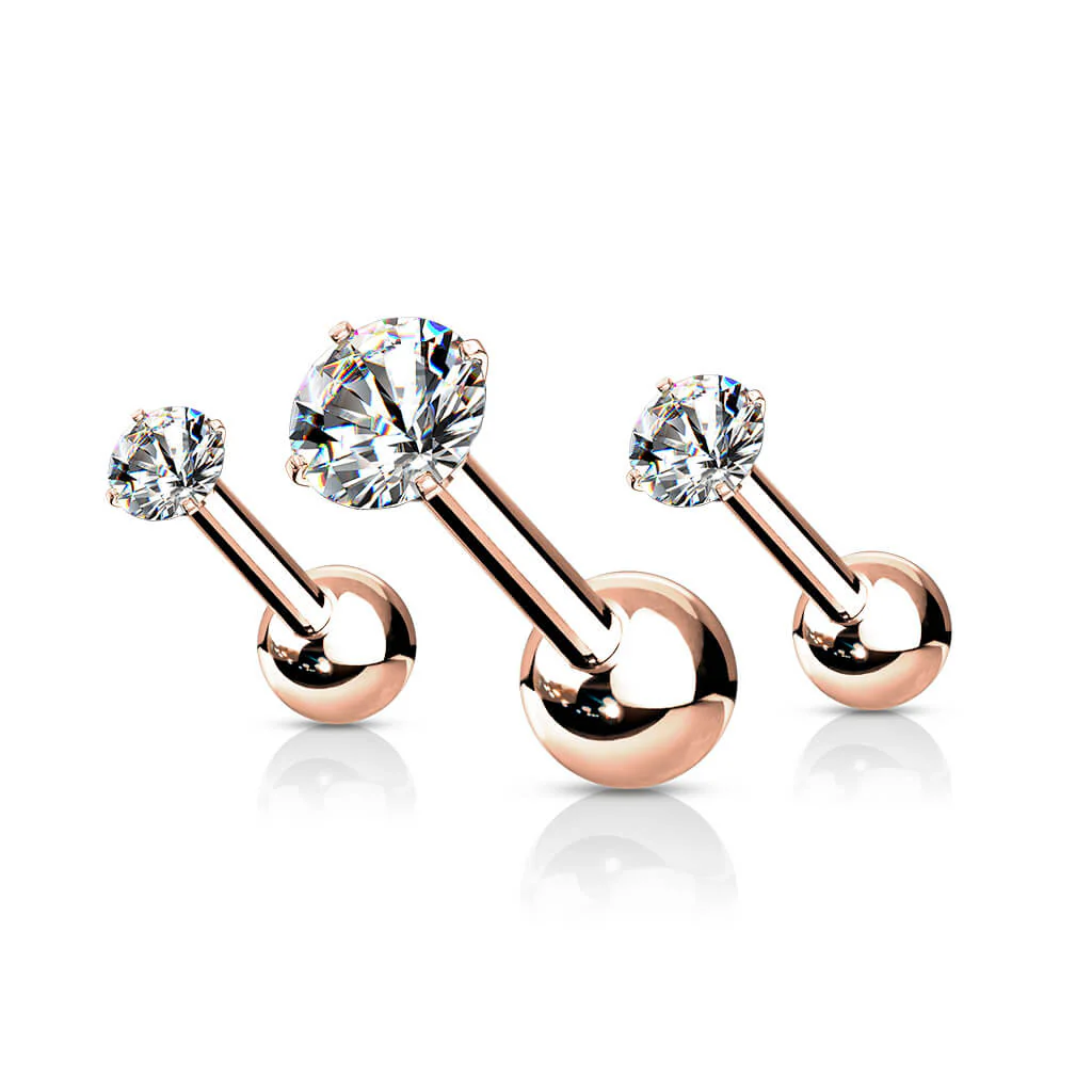 Barbell Zirconia Round Silver, 3 pieces - Image 4