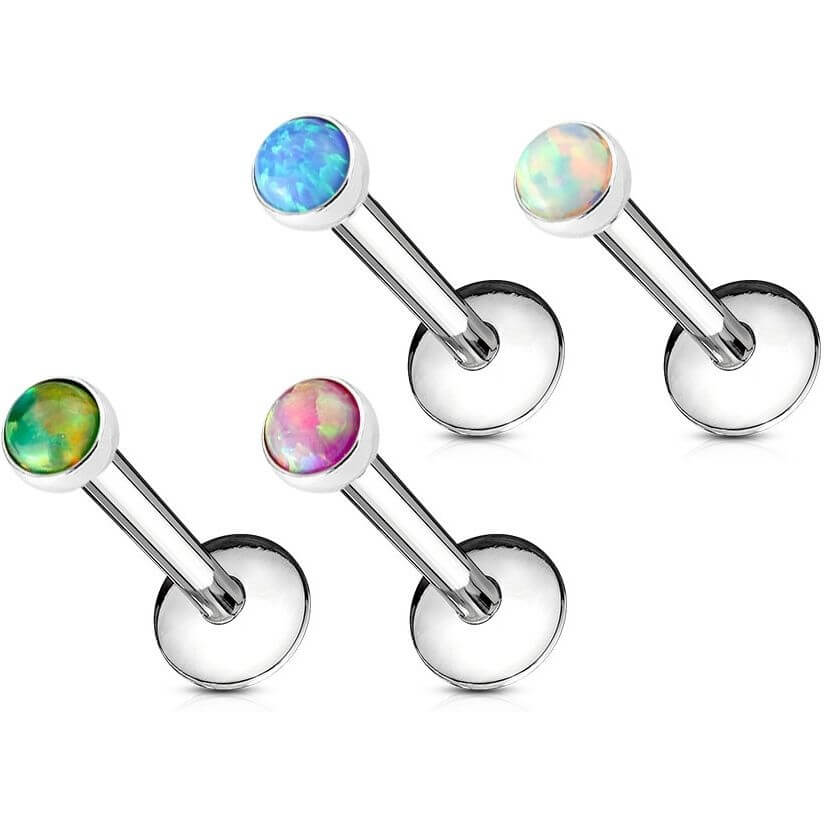Labret Opal Flat Round Internally Threaded, 4 pieces