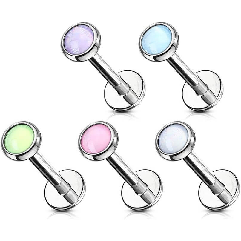 Labret Illuminating synthetic Stone Internally Threaded, 5  pieces