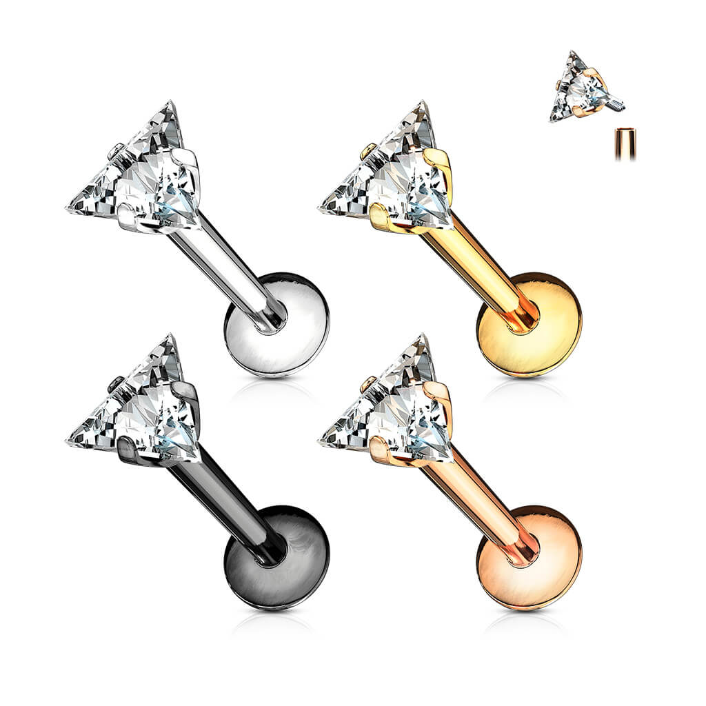 Labret Triangle Zirconia Internally Threaded, 4 pieces - Image 2