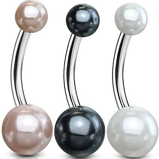 Belly Button Piercing Pearls, 3 pieces