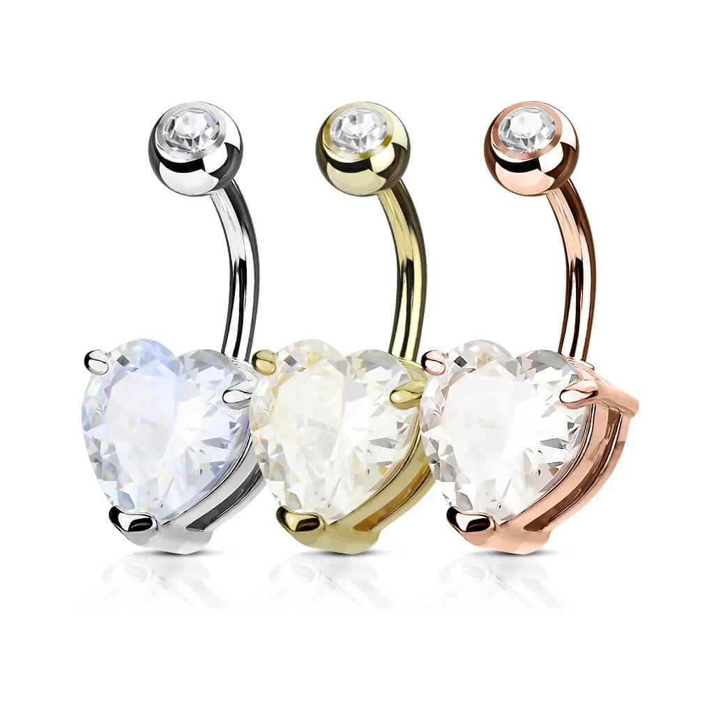 Belly Button Piercing Heart Zirconia, 3  pieces - Image 3