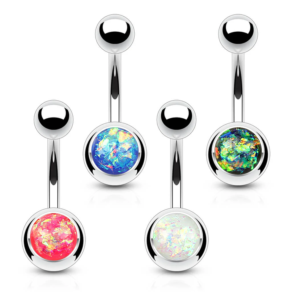 Belly Button Piercing Opal Ball Silver, 4  pieces - Image 2