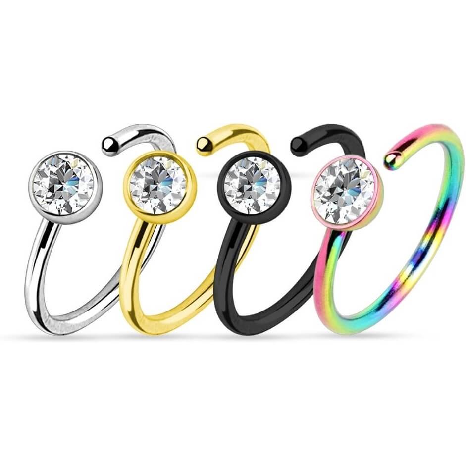 Nose Hoop Zirconia Round Bendable, 4  pieces