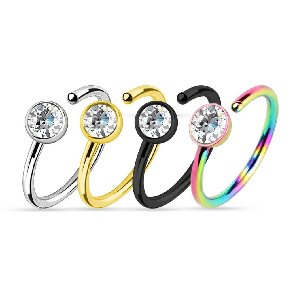 Nose Hoop Zirconia Round Bendable, 4  pieces - Image 2
